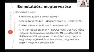 7. A bemutatóóra megtervezése