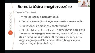 7. A bemutatóóra megtervezése